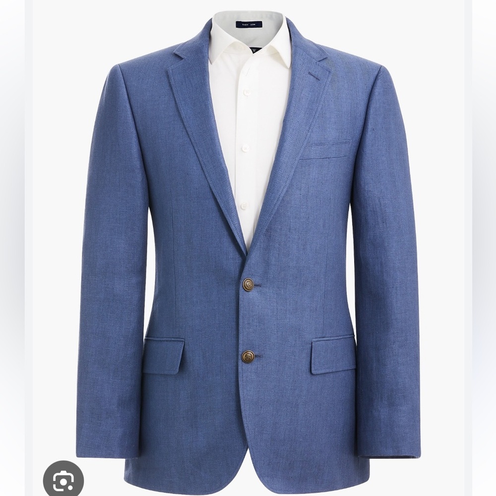 🆕 NWT J. Crew Factory Thomson University Blue Linen Herringbone Blazer